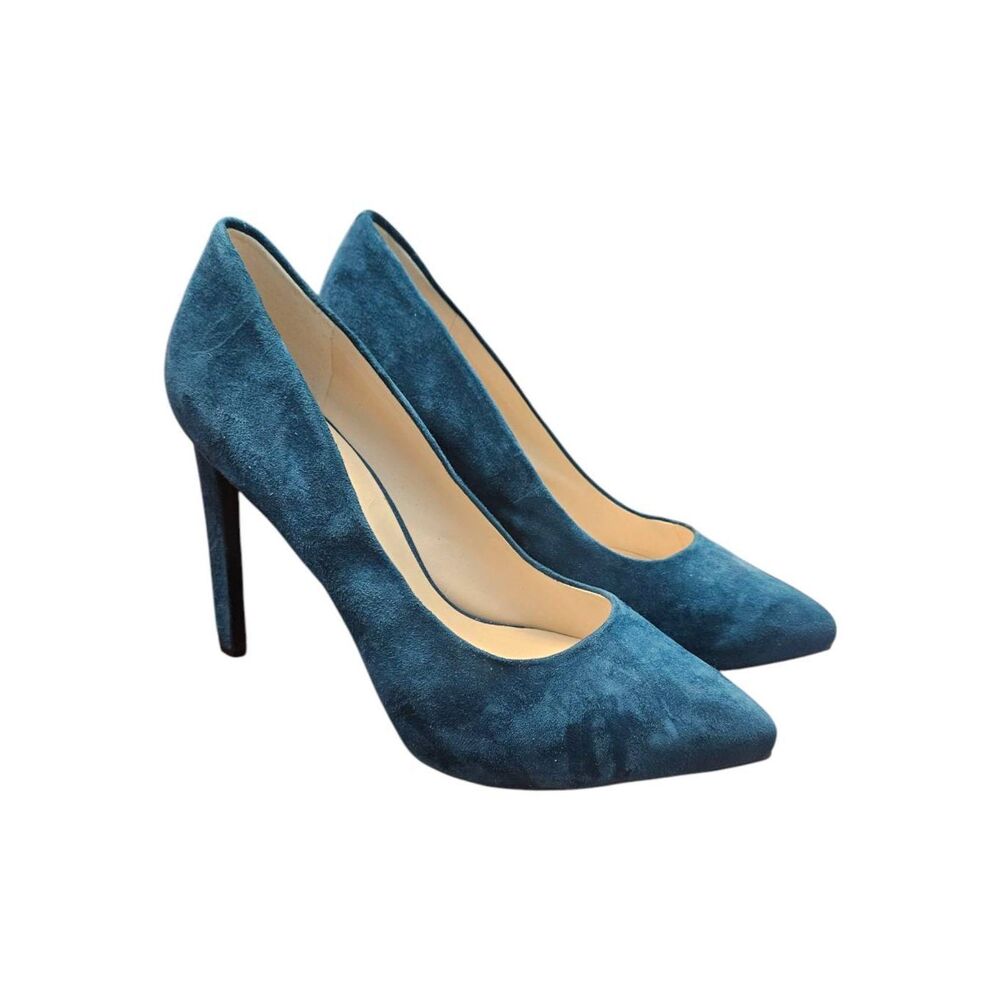 Nine West Teal Blue Suede Leather Heels Womens size 10.5 - Picture 4 of 9